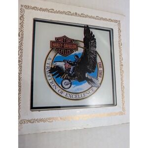 Harley Davidson Carnival Glass mirror Prize Flying eagle bike sk logo 80s